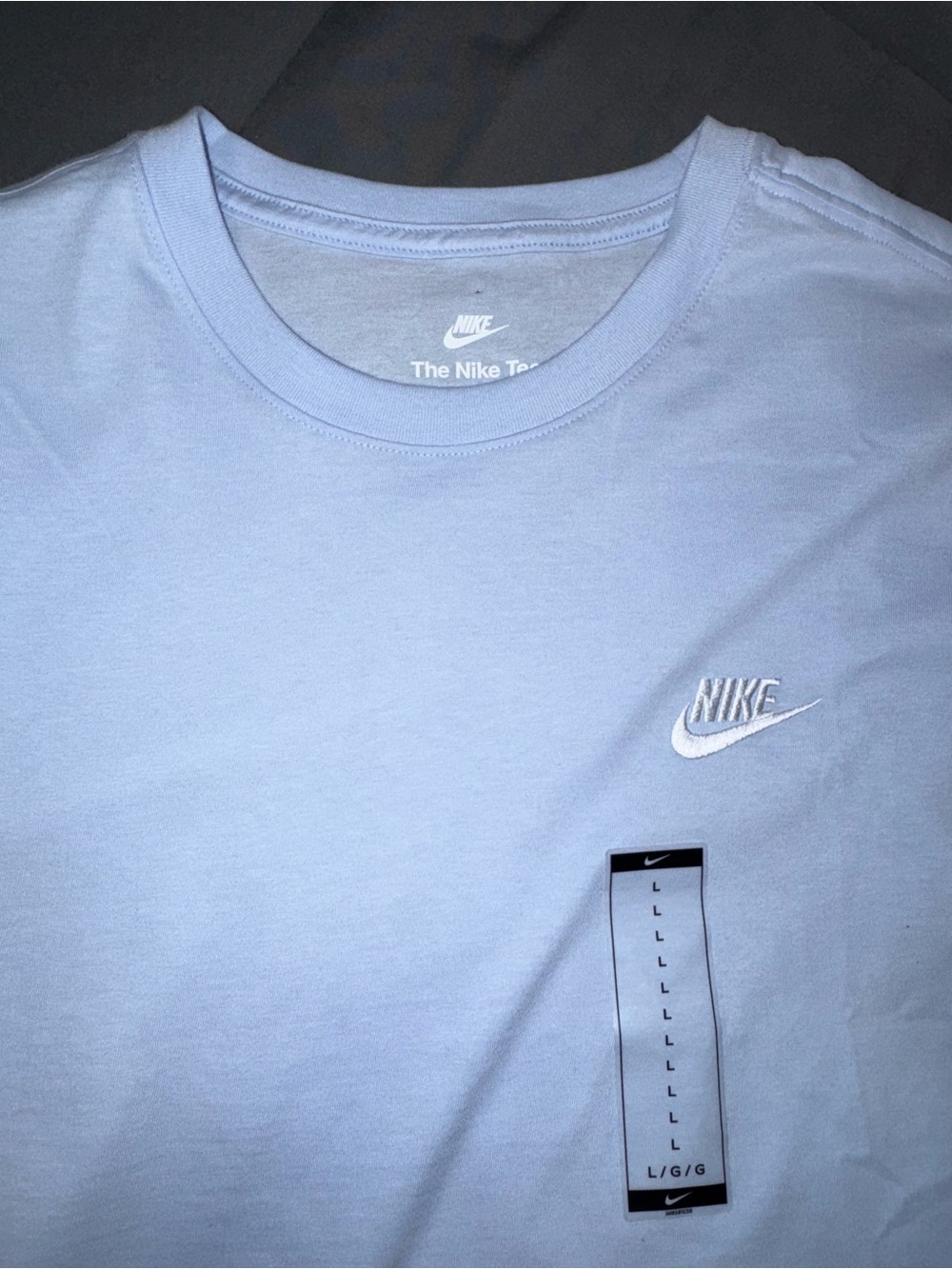 Nike Men’s Pale Blue Short Sleeve Tee with White Swoosh